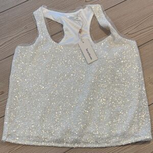 Heartloom Silver Sequin Tank Top